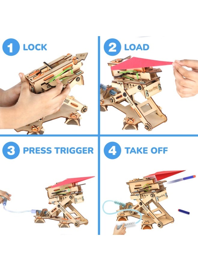 Smartivity 2in1 Hydraulic Aeroplane & Dart Launcher Toy for Kids 6-8-10-12-14 Years Old | Shoots Planes/Darts Far in Air I Birthday Gifts for Boys & Girls | DIY Science Toy for Kids 6-14 - Image 5